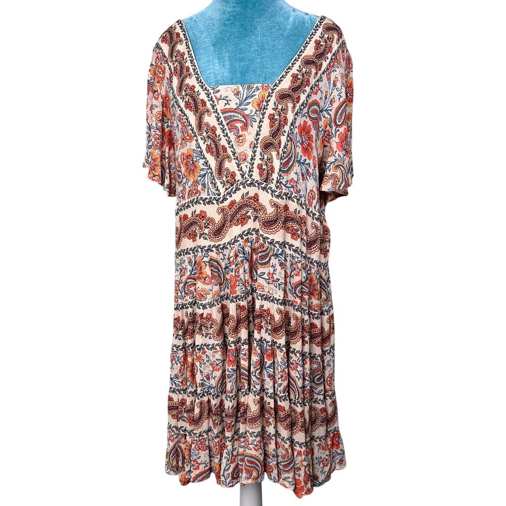 Bila Women XL BOHO Dress Midi 3 tiers Paisley